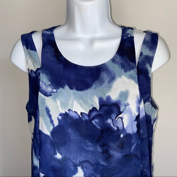 Soft Surroundings Mirabella Blue Watercolor Layered Tunic Tank Size XS - Picture 4 of 11